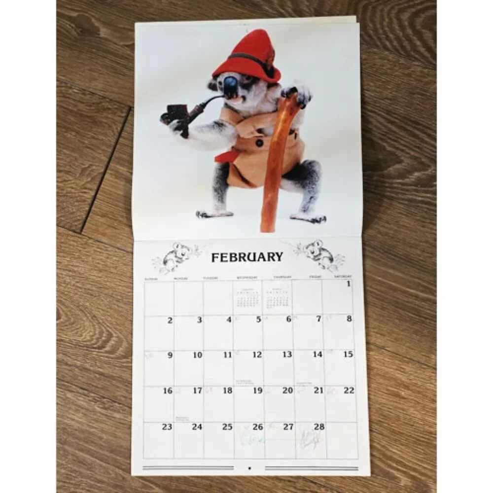 1986 Qantas Koala Calendar Sydney the Koala 12x12 Vintage Australia Airline Art